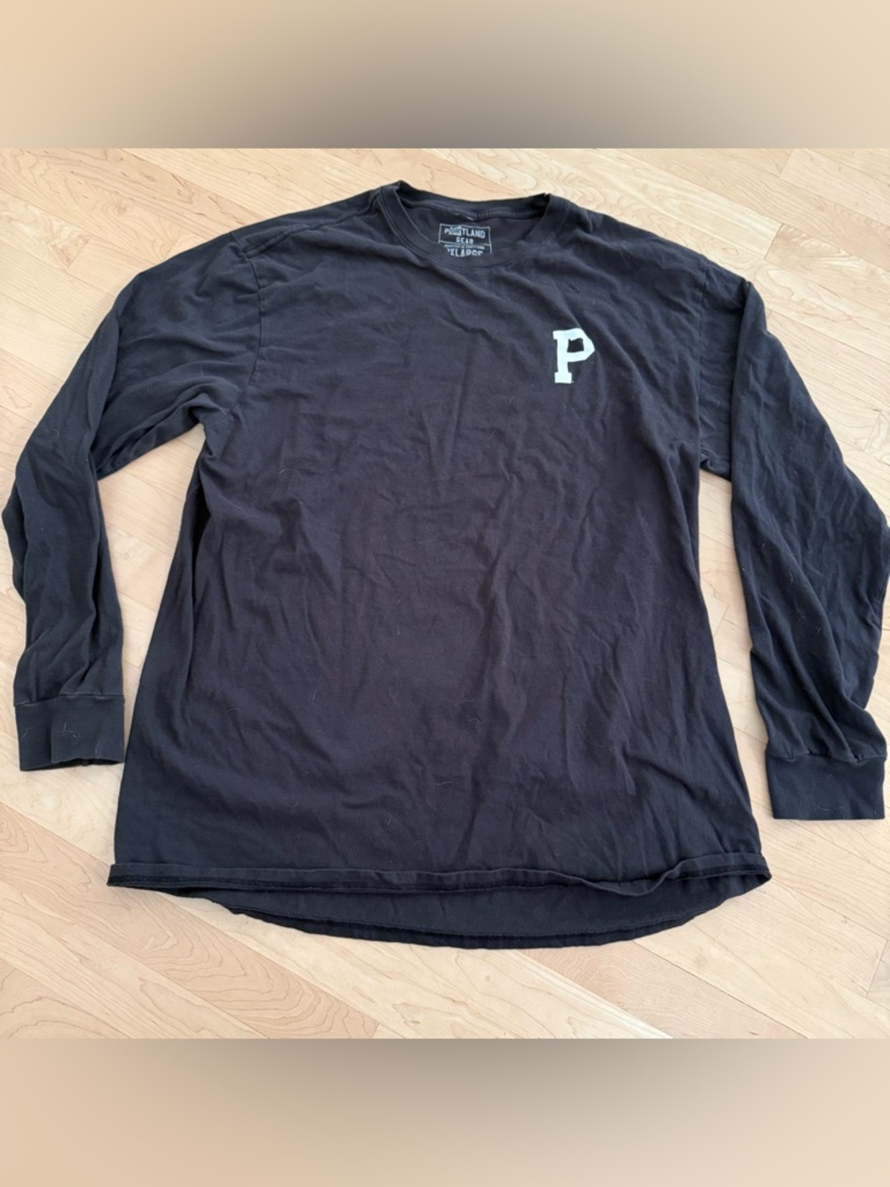 Portland Gear Men’s Black Long-Sleeve Crewneck Tee with P Chest Logo